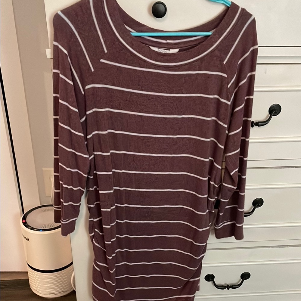Striped Purple and White Long Sleeve Top